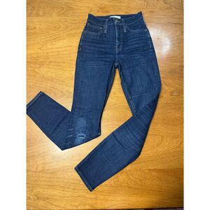 Madewell Women's Zip-fly Curvy Fit High Rise Stretch Skinny Jeand Blue Size 24